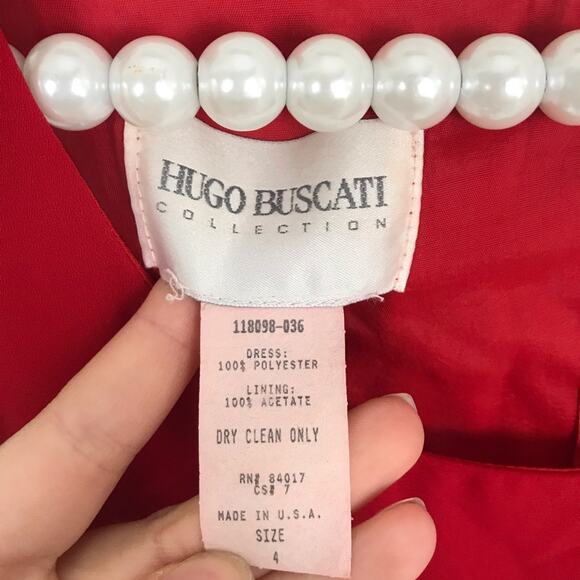 Vintage Hugo Buscati Collection Red Flattering Y2K Style Dress Size 4 - Picture 7 of 9